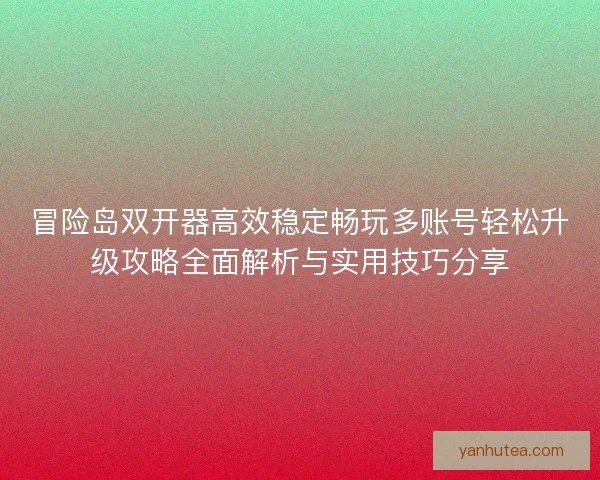 冒险岛双开器高效稳定畅玩多账号轻松升级攻略全面解析与实用技巧分享